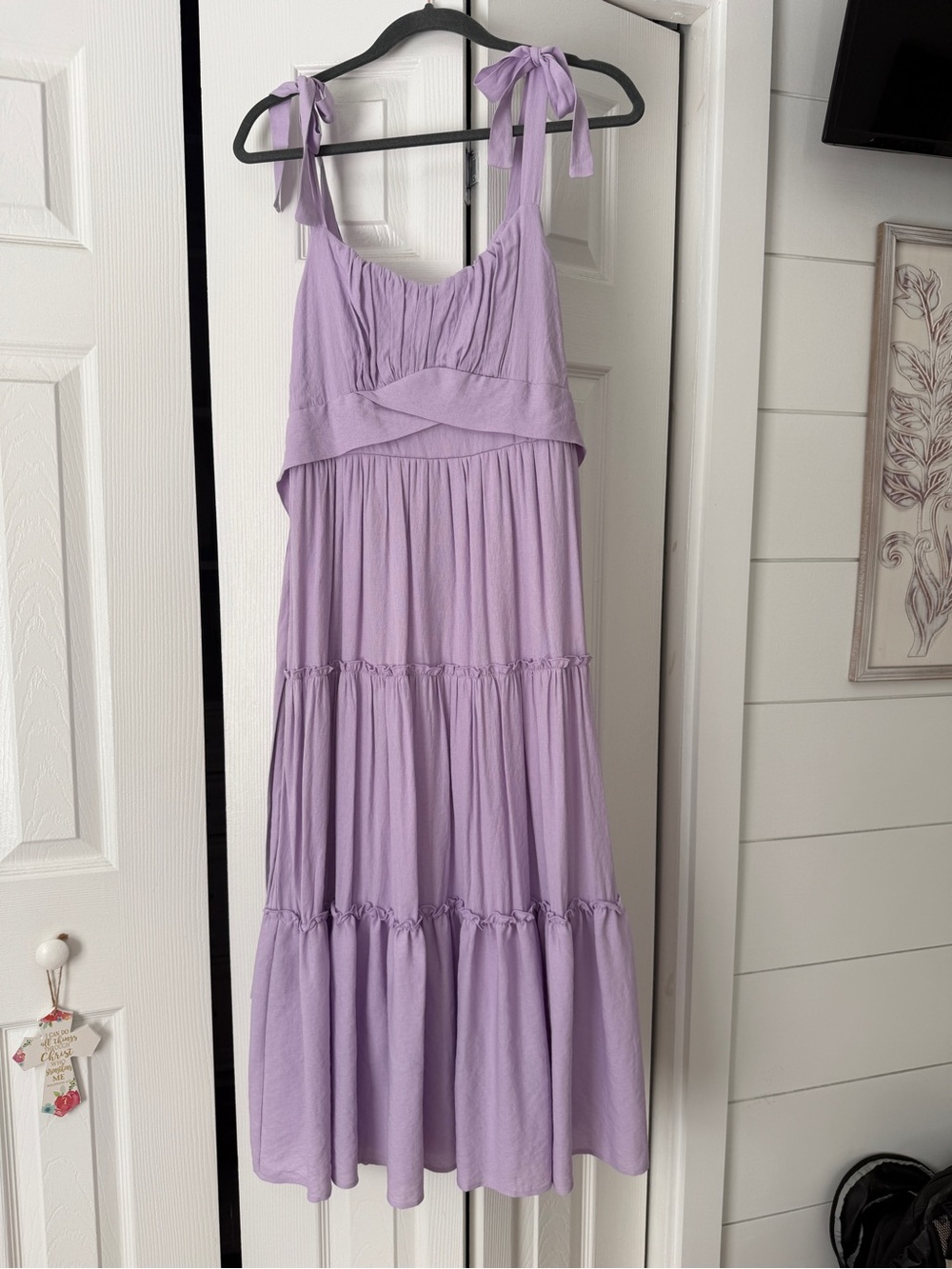 Francesca’s Lilac Tie-Shoulder Tiered Maxi Dress